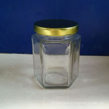 4oz Hexagonal Glass Jam Jars with Metal Lids on Sale